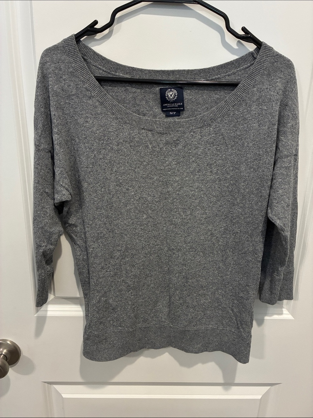 American Eagle Outfitters Gray Scoop Neck Knit Sweater